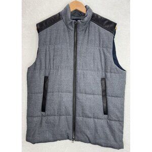 VINCE Men’s Quilted Puffer VEST LAMB LEATHER / WOOL Fully Lined Full Zip Size L